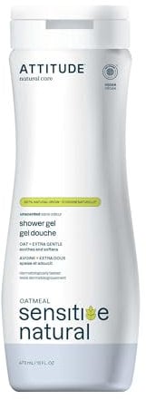 ATTITUDE Body Wash for Sensitive Skin, EWG Verified Shower Gel, Soothing Oat, Dermatologically Tested, Plant and Mineral-Based, Vegan Personal Care, Unscented, 473 mL