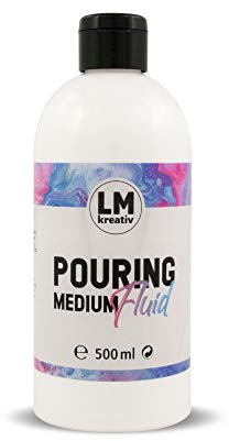 LM-Kreativ Pouring Fluid 500 ml Transparent für Leinwand & Staffelei. Für Gießanwendungen & Fließtechniken mit Acryl Farbe. Geeignet als Gieß-Farbe für Puddle-Pouring Dirty-Pouring Flip Cup
