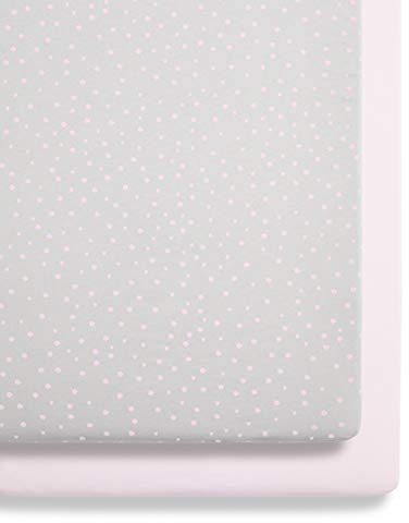 Snüz BD028BC Bedside Crib Fitted Sheets, Pack of 2 - Rose Spot, Mehrfarbig, 280 g