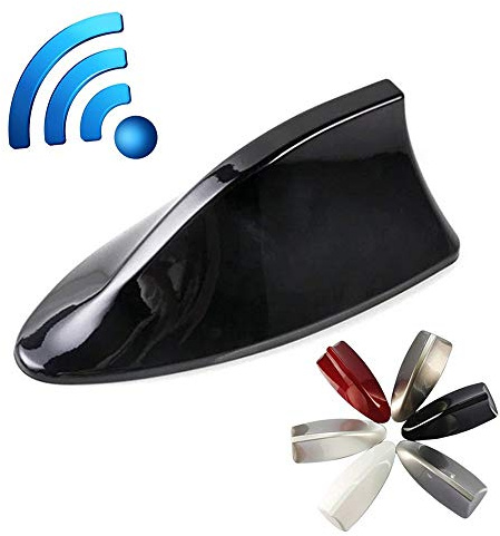 Shark Antenne,Universal Auto Antenne,Dachantenne Haifisch Antenne,Haifischflosse Antenne mit Verstärker AM FM Radio Dachantenne Hochglanz (Schwarz)