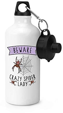 Gift Base Beware Crazy Spider Lady Sports Bottle Water Gym 600ml White