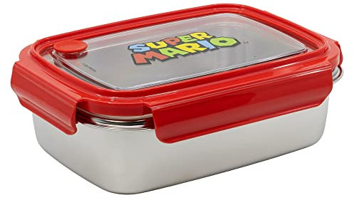 Stor8412497013609Acero Inoxidable Rectangular Sándwich Caja, 1020 ml Capacidad, Super Mario