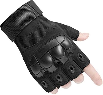 HUNTVP Gants Tactiques Demi-Doigt Hommes Femmes Sport de Plein air pour Combat, Militaire, Moto, Paintball, Cyclisme, Randonné, Airsoft, Camping, Chasse (Noir, M)