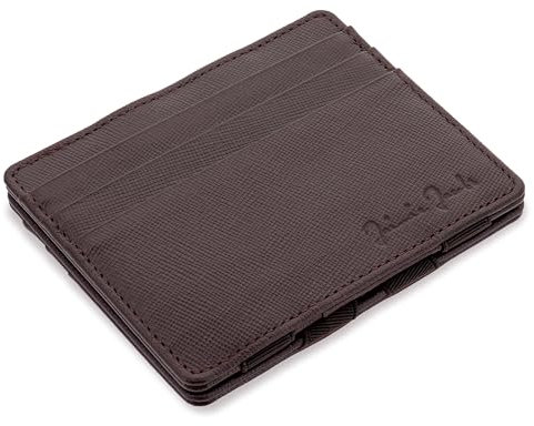 Jaimie Jacobs Flap Boy Slim ohne Münzfach Magic Wallet integrierter RFID Schutz Magischer Geldbeutel Echtleder (Saffiano Braun)