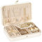 LANDICI Jewellery Box Small Jewellery Organiser for Women Girls, PU Leather Travel Jewellery Storage Case, Portable Jewellery Holder for Ring Earrings Necklace Bracelet, Jewellery Gift Box,White