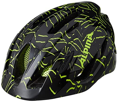 Alpina PICO - Leichter, Optimal Klimatisierter & Bruchfester Fahrradhelm mit Fliegennetz Für Kinder, optional mit Licht, Black-neon Yellow Gloss, 50-55 cm