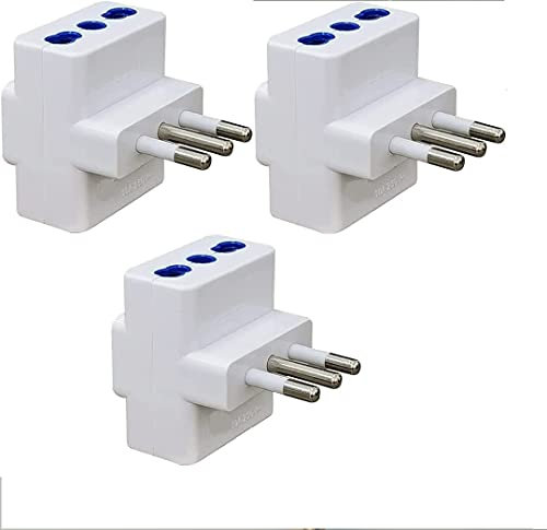 Set 3 Pezzi Adattatore Multipresa Tripla con 3 Prese 10A 16A e Spina Italiana 10A