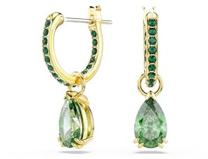 Swarovski Attract Drop-Ohrhänger, Grüne, Vergoldete Ohrringe mit Strahlenden Swarovski Kristallen im Tropfenschliff