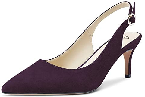 Aachcol Donna Slingback Pumps Spillo Medio Tacco Heel a Punta Cinturino alla Caviglia da Matrimonio Ufficio Feste Dress Scarpe Sandali 6 CM Viola Scamosciato 41 EU