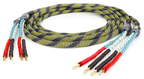 YuanYong Speaker Cables, High-end Oxygen-Free Copper Speaker Cables, 16 cores × 0.25 mm(18 AWG) Gold-plated Brass Banana Plug(Pair)