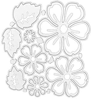 SHULLIN 8 Stück Metall Stanzformen Blumen Stanzschablonen Stanzformen Cutting Dies Blätte Blumen Formen Scrapbooking Prägeschablonen Silber Schneiden Schablonen Metall Prägeschablonen