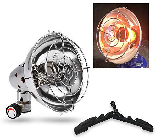 Lixada Calentador de Gas de Encendido piezoeléctrico portátil para Exteriores Estufa de calefacción con convertidor Adaptador de Estufa de Gas