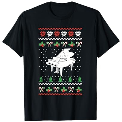 Piano Ugly Christmas Pyjama Cool X-Mas Pianist Musiker T-Shirt