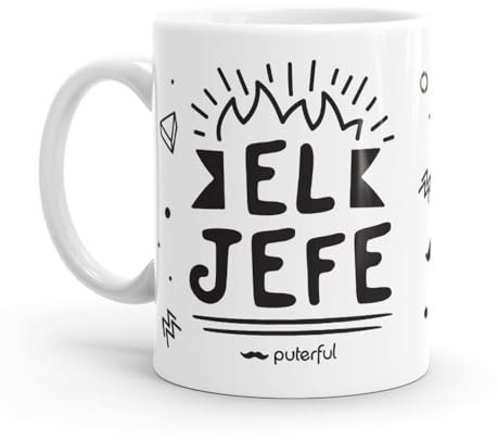 Puterful - Taza minimal con frase El jefe - Tazas originales para café - Resistente al microondas y lavavajillas