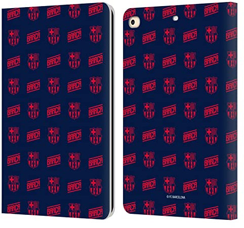 Head Case Designs Licenciado Oficialmente FC Barcelona Patrón De Cresta Gráficos Carcasa de Cuero Tipo Libro Compatible con Apple iPad 9.7 2017 / iPad 9.7 2018