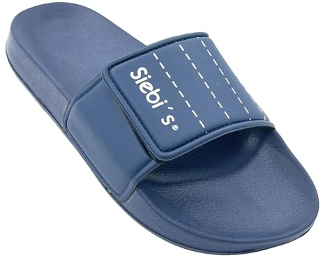Siebi's Badeschuh Herren - Henry - Slipper mit Klettverschluss, Navy, 44