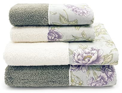 CREOLE Set di asciugamani da bagno, Rosy verde, 4 unità