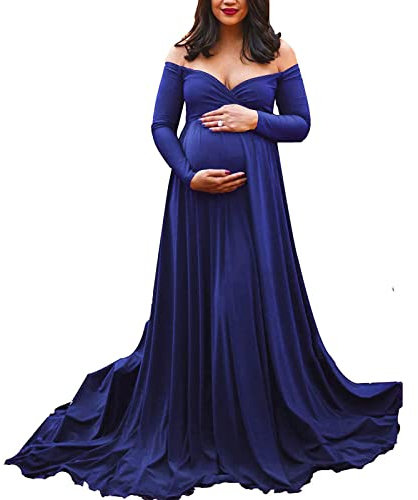 Vuncio Robe Maternité Shooting Photo Bustier Col en V Sexy Manches Longues Femme Enceinte Grande Taille Pas Cher Grossesse Mariage Ceremonie Soiree Cocktail Chic Et Elegant