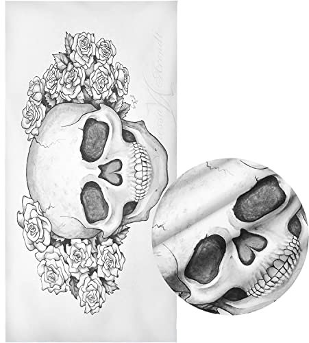 Bfrdollf Totenkopf Strandtuch 90x180 cm Retro Skull Blumen Badetuch Strandlaken Handtücher 50x100cm Handtücher Sauna Badetuch Groß 100x200cm Microfaser (40 X 80 cm,4)