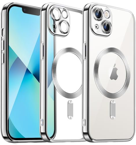 JETech Soft Clear Case for iPhone 13 6.1-Inch, Camera Lens Full Protection, Compatible with MagSafe Wireless Charging, Shockproof Electroplated TPU Phone Cover (Silver)