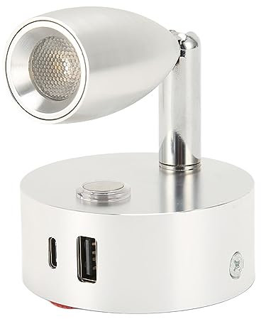 Bewinner Lampe de Lecture Intérieure pour Camping-car 12V-24V avec Projecteur LED et Veilleuse Bleue - Petite Taille Tactile