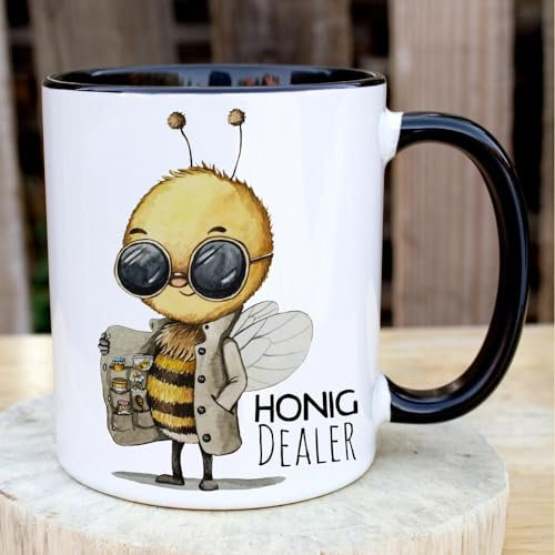 Tasse Becher Imker Biene Bienchen Bee Spruch Honig Dealer Motiv Kaffeebecher Kaffeetasse Geschenk Spruchbecher ts2137 - ausgewählte Farbe: *schwarz-weiß*