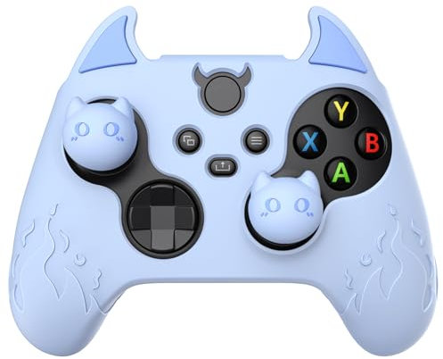 PlayVital Cover Silicone per Xbox Series X S Controller,Carino Demone Custodia Skin Antiscivolo Gomma Protettiva per Xbox Core Joystick&Copri Levette Analogiche-Blu