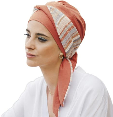 CAREBELL Smooth Mediterraneo Coral Turban en bambou pour chimiothérapie ou alopécie, jardin de corail, taille unique, corail, taille unique