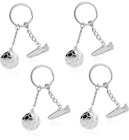 YSDMY Football Boot Keyring 4 Pcs Football Soccer Boot Ball Metal Keyring,Football Keychain for Boys Children Souvenirs for Soccer Fans