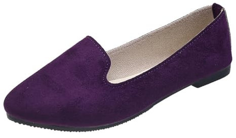 seiveini Ballerines Plates à Enfiler pour Femme Chaussures Plates Classique Couleur Unie Pompe Femme Élégant Printemps Automne Ballerine Femme Léger Confortable A Violet Foncé 43 EU