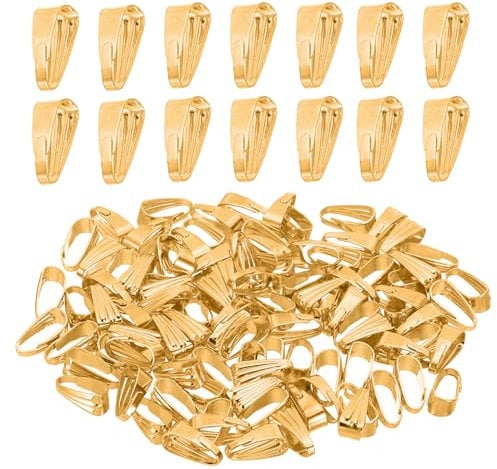 PATIKIL 8.5x3.5mm Snap Bail Hook Pinch, 100Pcs Alloy Pendant Charm Clasp Connectors Bail for Necklace Jewelry Making Bracelet Dangle DIY Crafts, Light Gold