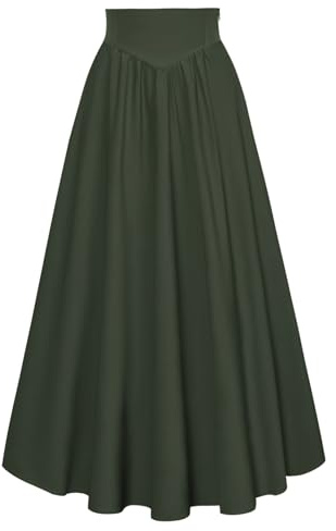 SCARLET DARKNESS Damen Mittelalter Maxirock lang Hohe Taille Trachtenrock | Elastischer Rückenbund mit Schnürung | Reißverschluss | Futter | Seitentaschen | A‑Linie | Renaissance | Freizeit | Festival