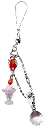 SANRLO Mobile phone accessories,Key ring,Key chain,Key tags,Cake Ice Cream Spoon Fork Pendant Phone Charm Hangings Rope Cute Phone Chain Strap Bag Decoration Keychain Accessories