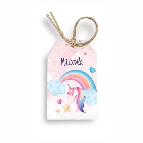 FERDINANDO FAMA' Bigliettino Bomboniera Tag 50 Pezzi Compleanno Personalizzato (Unicorno)