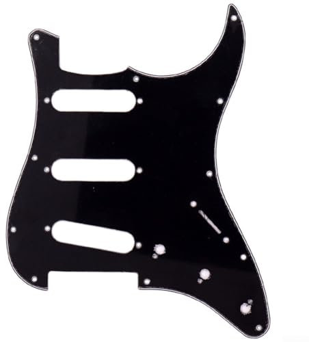 Vibrant 11 Loch Celluloid Pickguard für SSS E-Gitarren Einfache Installation (Schwarz)