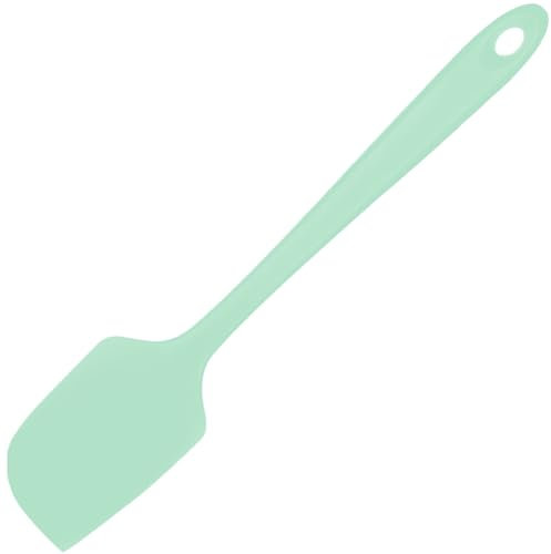 Heat Resistant Large Silicone Spatula Heat Proof Non-Stick Flexible Seamless Scraper, Baking Cooking Silicon Kitchen Utensil with Nylon Core for Mixing Stirring Scraping (Green, Small)
