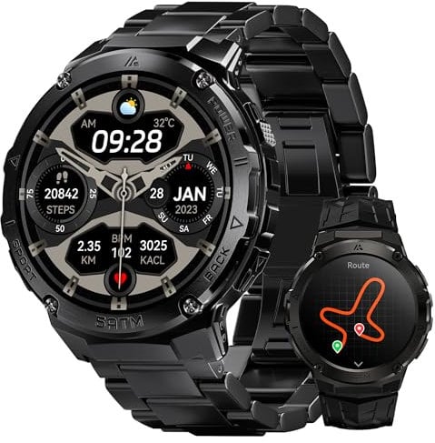 HIDAMEL Smart Watch,Smart Watch for Men,Built in GPS,480mAh Extra-large Battery,50M Waterproof,Full Metal Body Rugged Smartwatch,1.43 AMOLED Display, Compass, Altitude, and Air Pressure