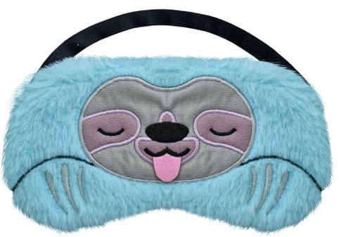 Nette Faultier Schlafmaske Flauschige Tier Augenmaske für Schlaf Reisen Atmungsaktiv Eyeshade Augenabdeckung Augenblende Schlafmaske Kinder Erwachsene|Blau