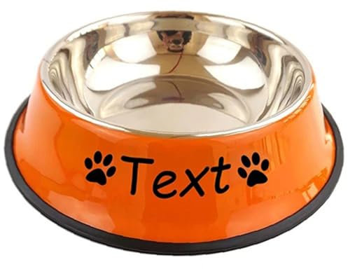 Personalisierter Namensnapf Für Hunde Und Katzen, Edelstahlnapf Für Haustiere, Bunt, Wasserfutter, Rutschfestes Essbecken, Runder, Personalisierter Napf In Verschiedenen Größen (orange Farbe)