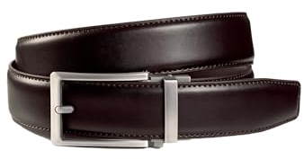 MONTI Herren Ledergürtel Echtleder STANFORD 3,5cm breit, Automatikschließe Stufenlos - brown uni - Größe 110