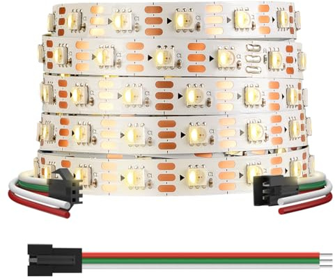 BTF-LIGHTING SK6812 RGBW IC 4in1 LED-Streifen Individuell Adressierbarer DC12V 5M 60LEDs/m 5050SMD RGB+Warmweiß 3000K 4 farbe in 1 Weiß PCB Traumfarbe Flexibel IP30 für DIY Dekoration(nur Streifen)