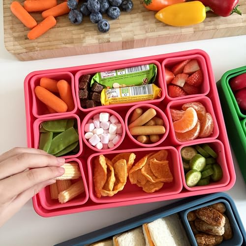 Pick Plate Snackle Box |10 Compartments | Divided Removable Snack Organiser for Veg, Fruits. Cheese, Meats, Nuts | Travel Snacks or Snack Container for Home | Kids and Adults | Drop Proof (Pink)