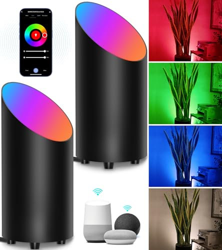 SUNVIE 5W Smart Floor Can Light Dimmable Uplights Indoor, RGBCW, 2PCS