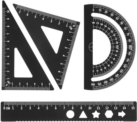 Set di 4 righelli, kit di strumenti geometrici in lega di alluminio di alta qualità, include righelli triangolari, goniometro e righello con bordo dritto, perfetto per studenti, ingegneri, artisti,