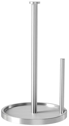 Paper Towel Holder Countertop, Standing Paper Roll Holder with Anti Slip Weighted Base, Stainless Steel Freestanding Paper Towel Holder for Kitchen, Silver