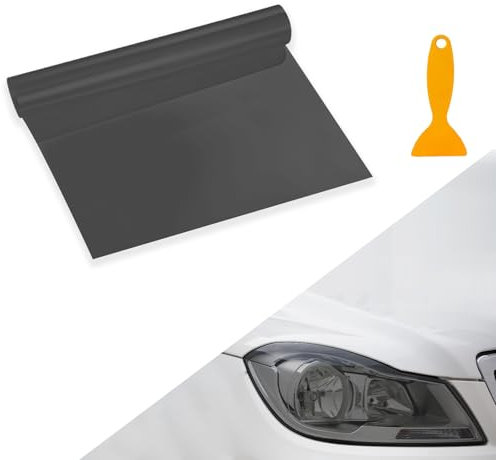 VBGURR Car Headlight Tint, Headlight Tint for Car Waterproof Headlight Tint Film for Rear Light Car Tint Film 30 X 120cm (Light Black)