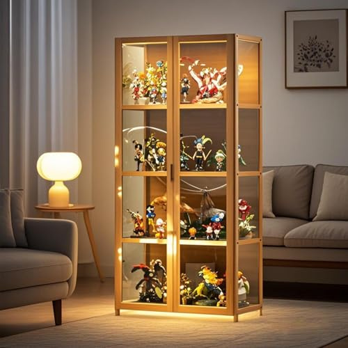 Poxvythb Vitrinenschrank, Wandvitrine Schwebendesign – Transparente Acrylschaukästen mit verstellbaren Böden, Ideal für Sammlerobjekte Ohne Licht(62x33x130cm/Primärfarben)