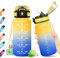 KollyKolla Cantimplora 500ml, Botella Deportiva Antiderrame Reutilizable, sin BPA, Cantimplora con Marcador de Tiempo, Botella con Pajita para Niños, Running, Cámping, Oficina, Bicicleta, Fitness