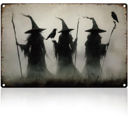DOODLREAM Halloween Dark Witch Blechschild Retro Metall Wanddekoration 20 x 30 cm Vintage Wandkunst Poster für Zuhause Cafés Badezimmer Garten Galerie Männerhöhle Büro Clubs Dekor Geschenk