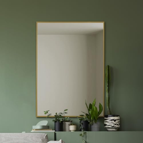 MirrorOutlet The Artus - Gold Modern Aluminium Edged Wall Mirror 28 X 20 (70CM X 50CM) Silver Mirror Glass